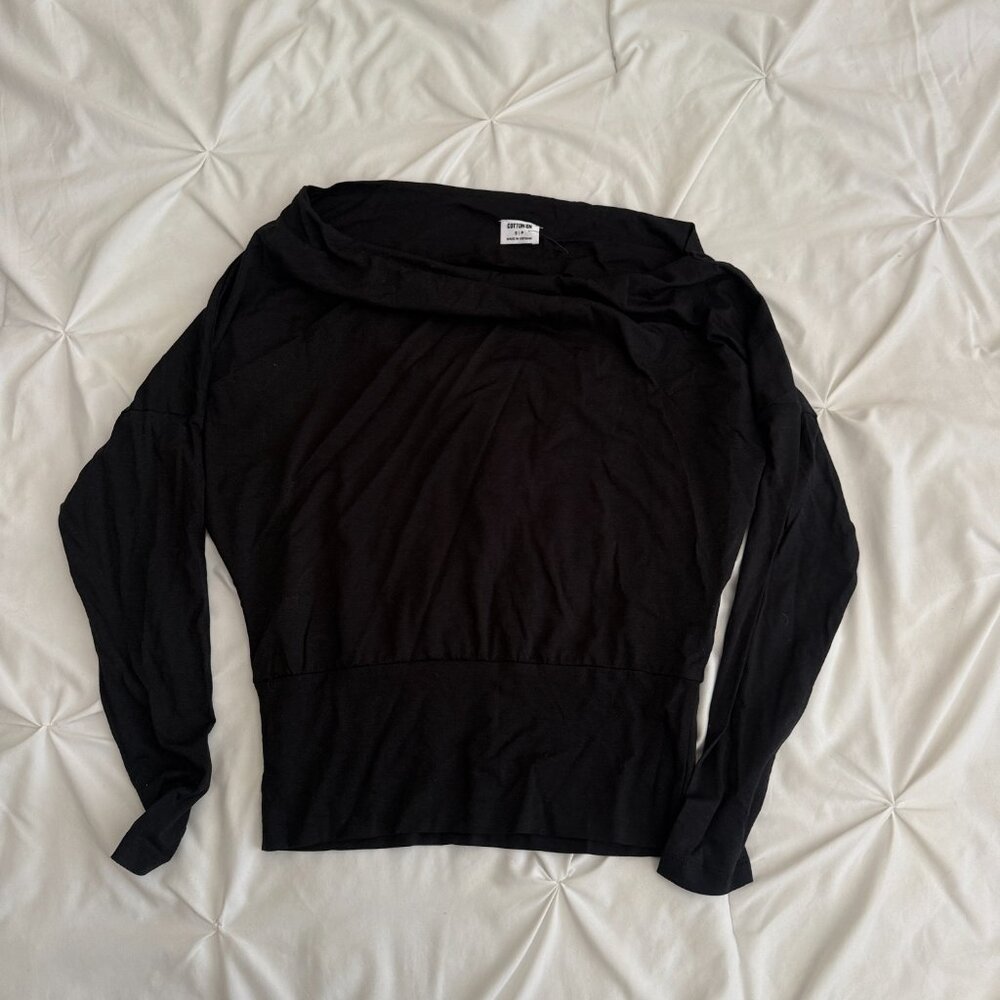 Cotton On Everfine Black Off Shoulder Long Sleeve - Picture 4 of 4